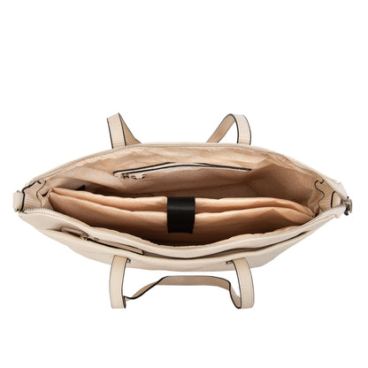 Cartera tote porta notebook lilian grande blanco crudo