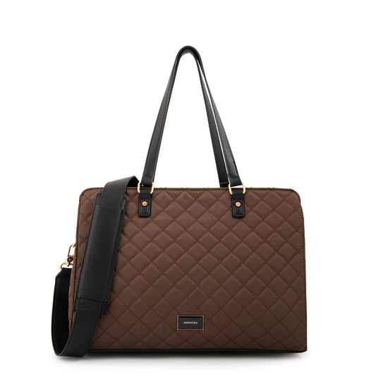 Cartera tote porta notebook bugi grande café oscuro