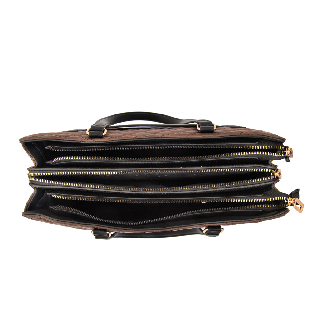 Cartera tote porta notebook bugi grande café oscuro