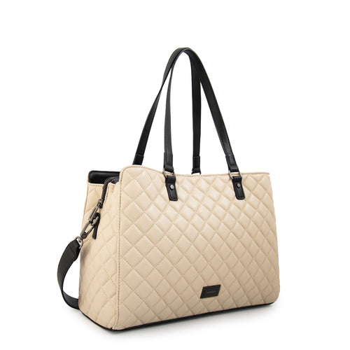 Cartera tote porta notebook bugi grande blanco crudo
