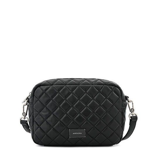 Cartera bandolera mediana bugi negro texturizado