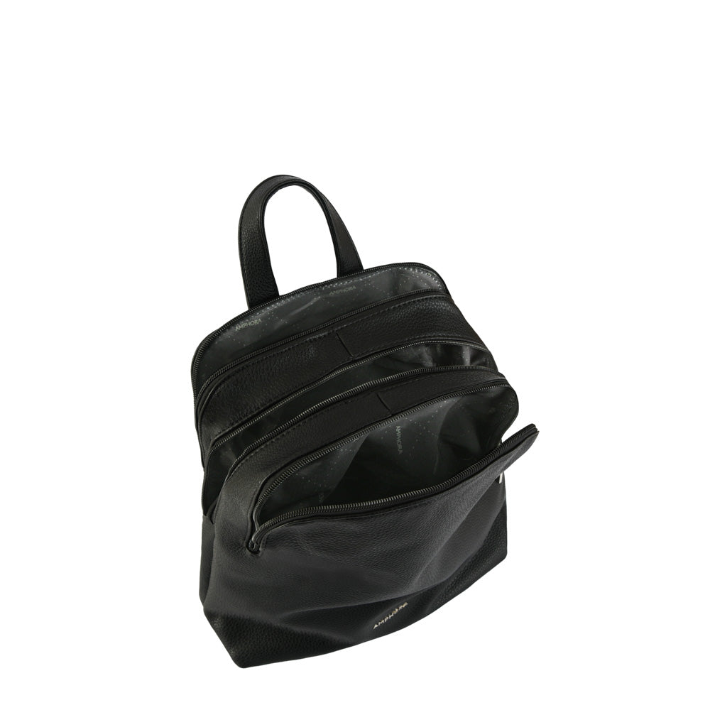 Mochila tres divisiones mediana noray negro texturizado