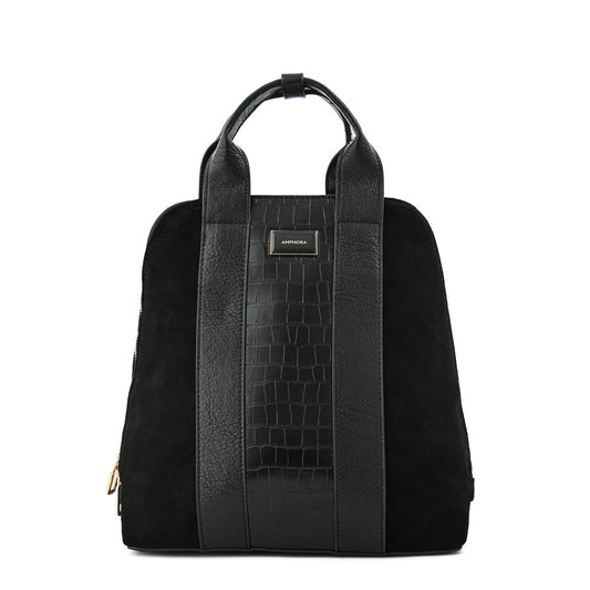 Mochila mediana marceau negro texturizado