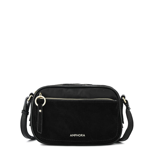 Cartera bandolera mediana villette negro texturizado