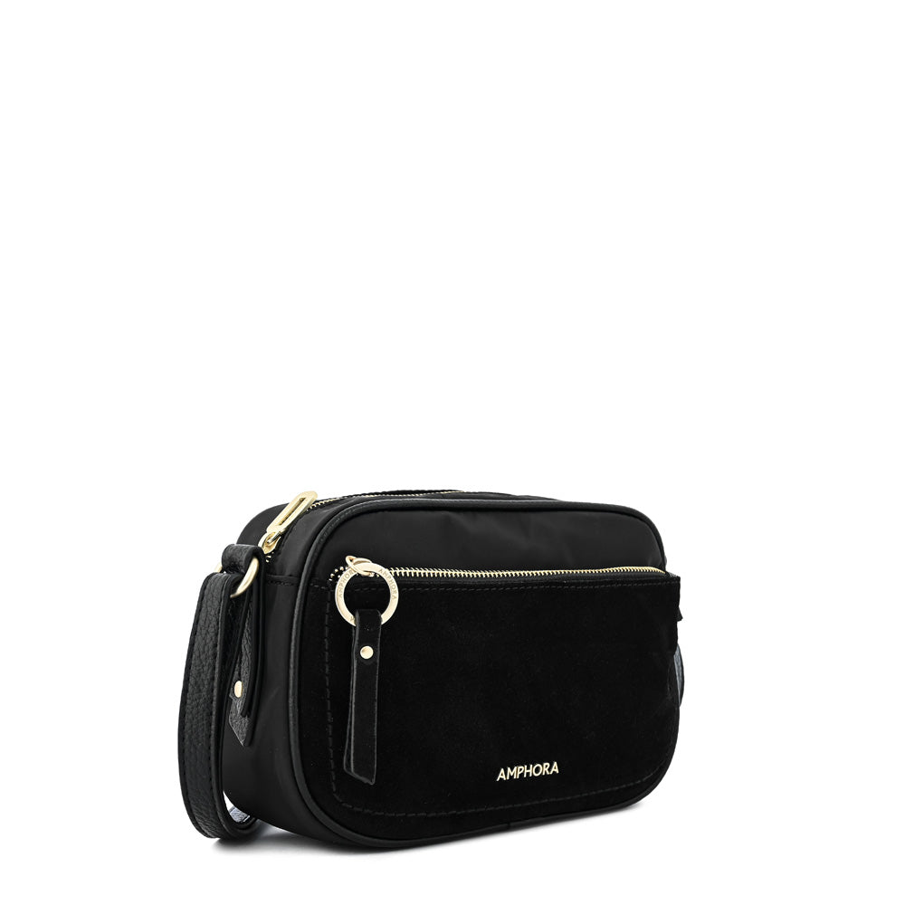 Cartera bandolera mediana villette negro texturizado