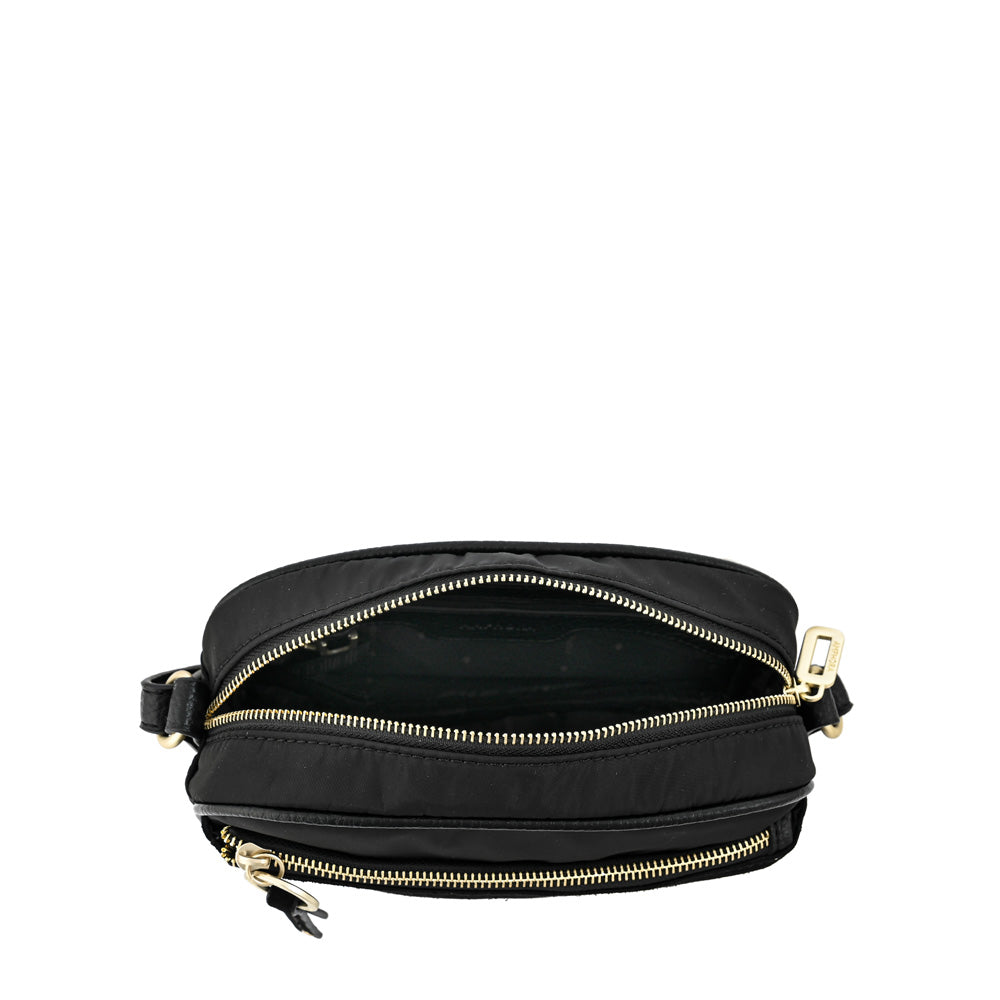 Cartera bandolera mediana villette negro texturizado