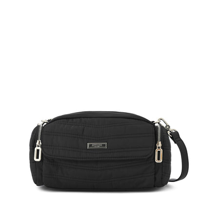 Cartera bandolera mediana madeleine negro texturizado