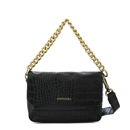 Cartera bandolera con tapa pequeña brady negro texturizado