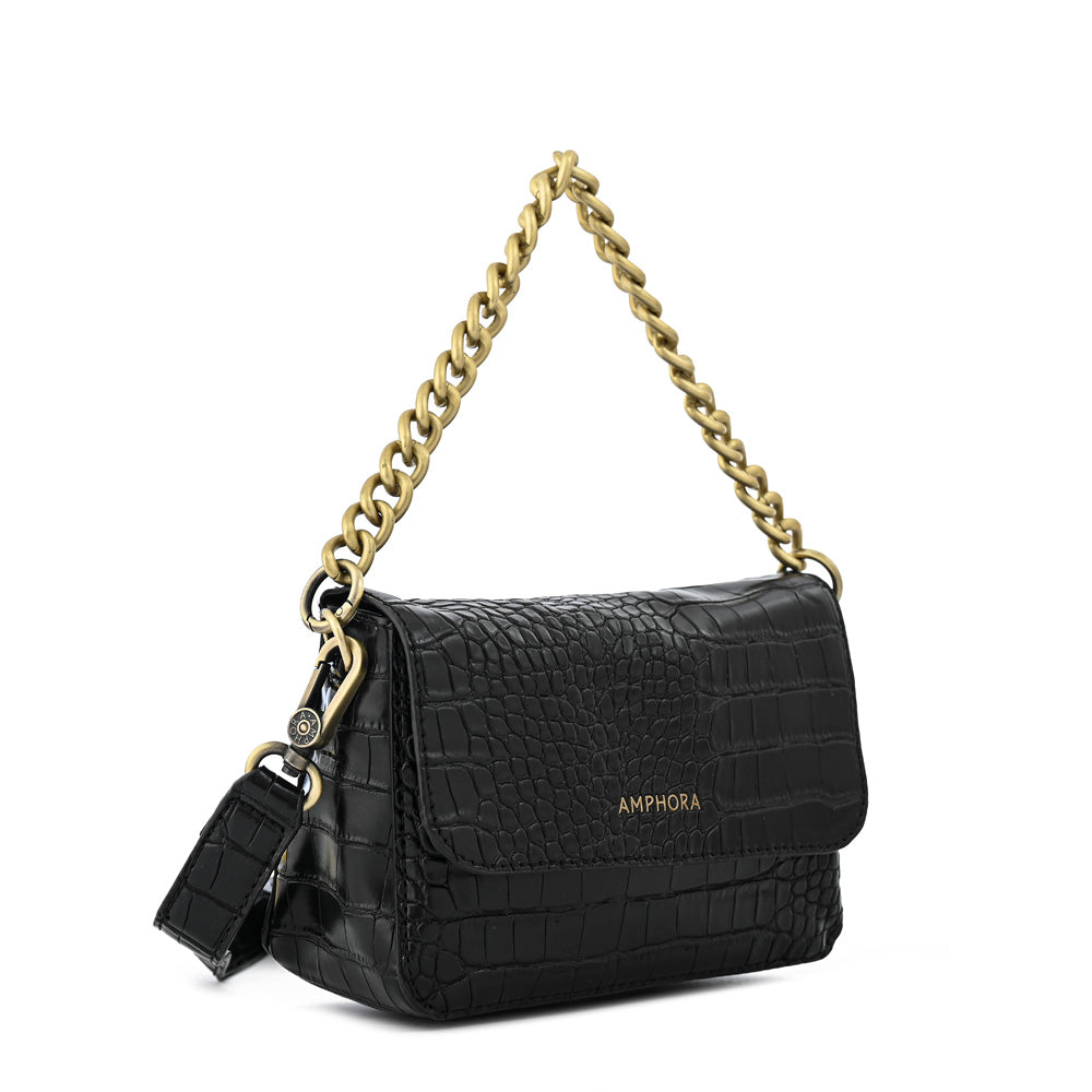 Cartera bandolera con tapa brady pequeña negro especial