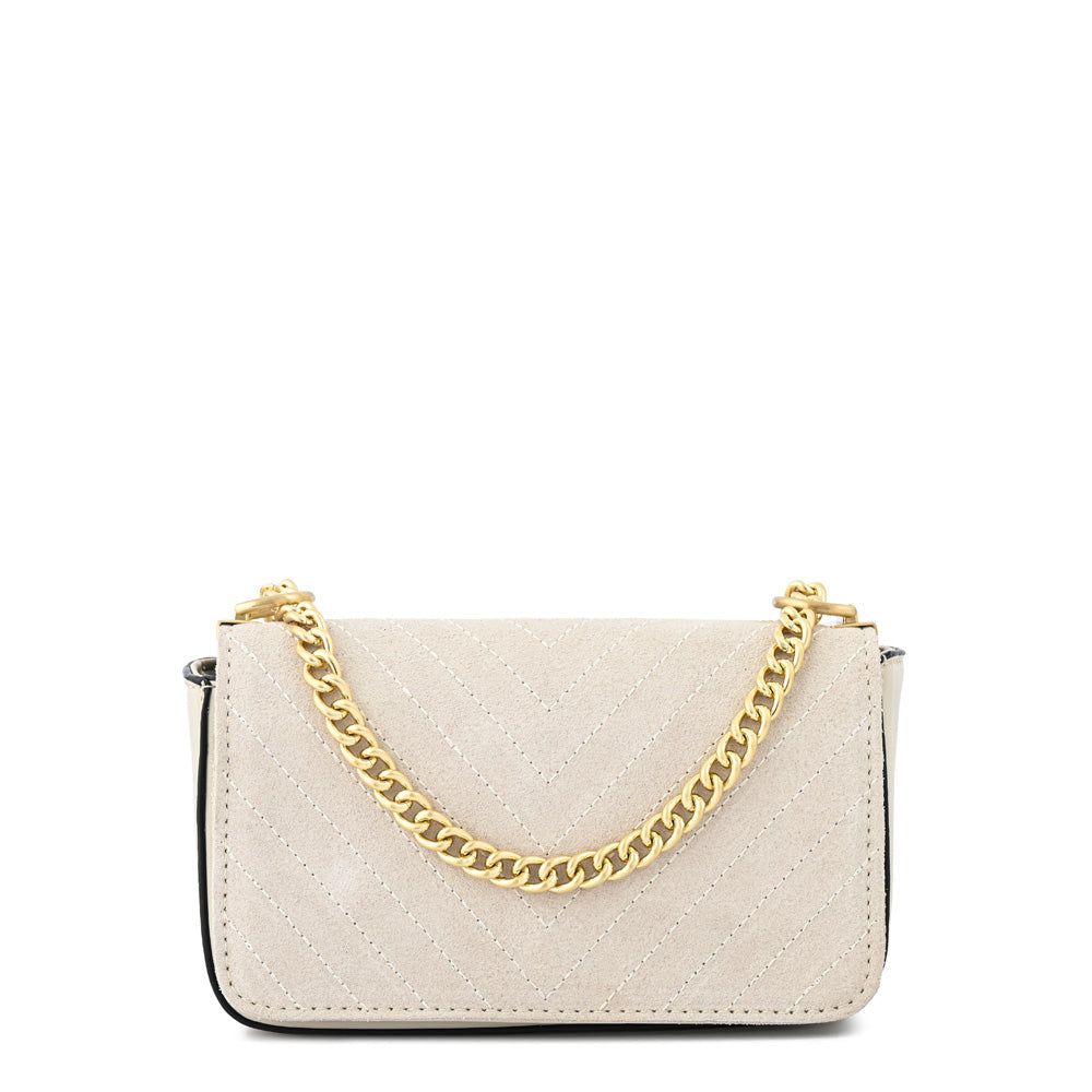 Cartera bandolera con tapa pequeña molly blanco crudo