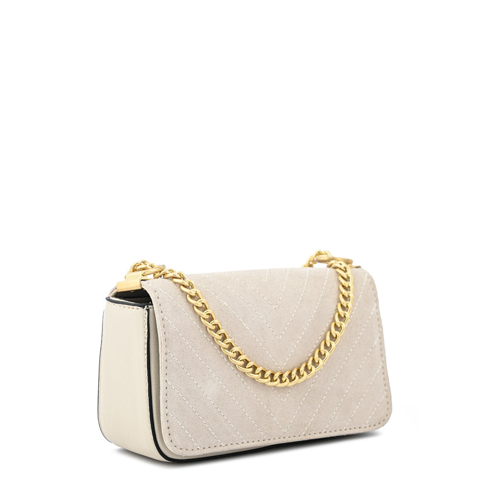 Cartera bandolera con tapa pequeña molly blanco crudo