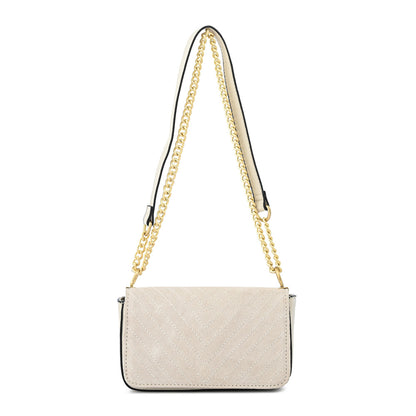 Cartera bandolera con tapa pequeña molly blanco crudo