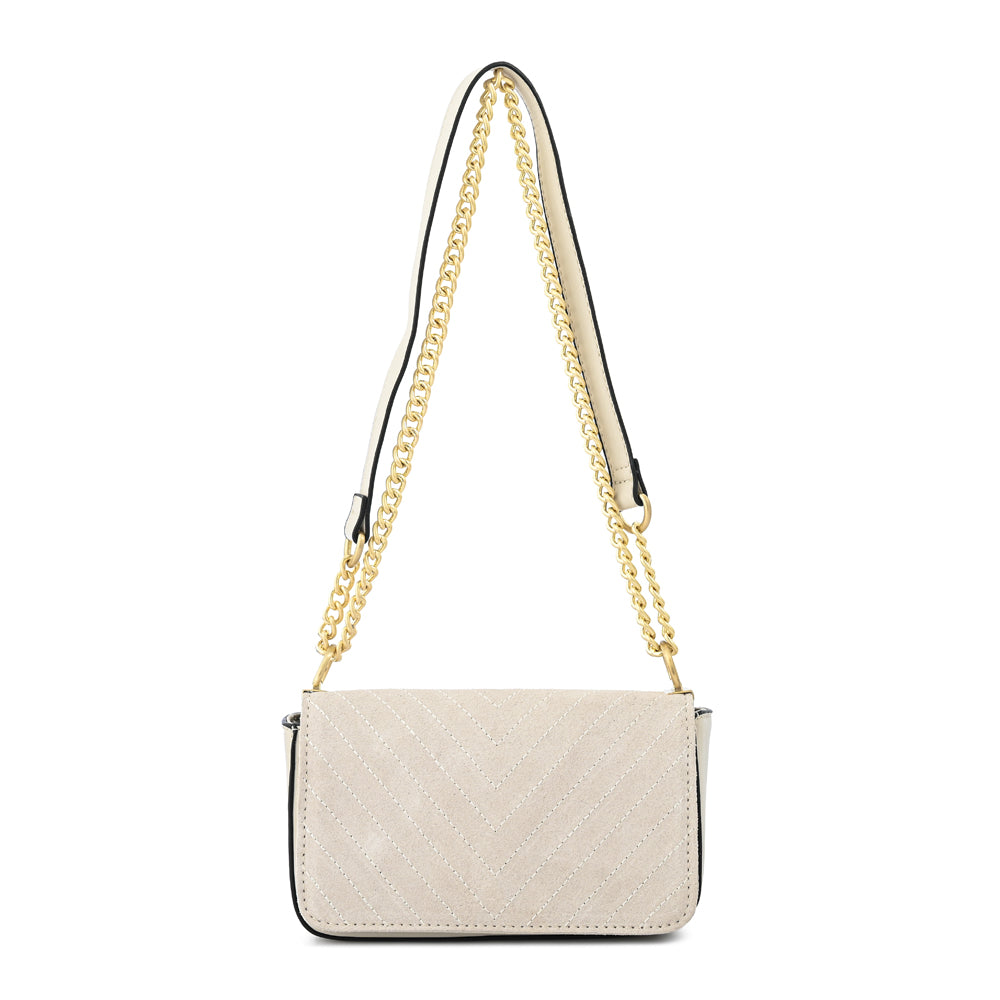 Cartera bandolera con tapa molly pequeña blanco crudo