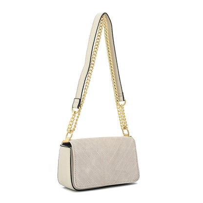 Cartera bandolera con tapa pequeña molly blanco crudo