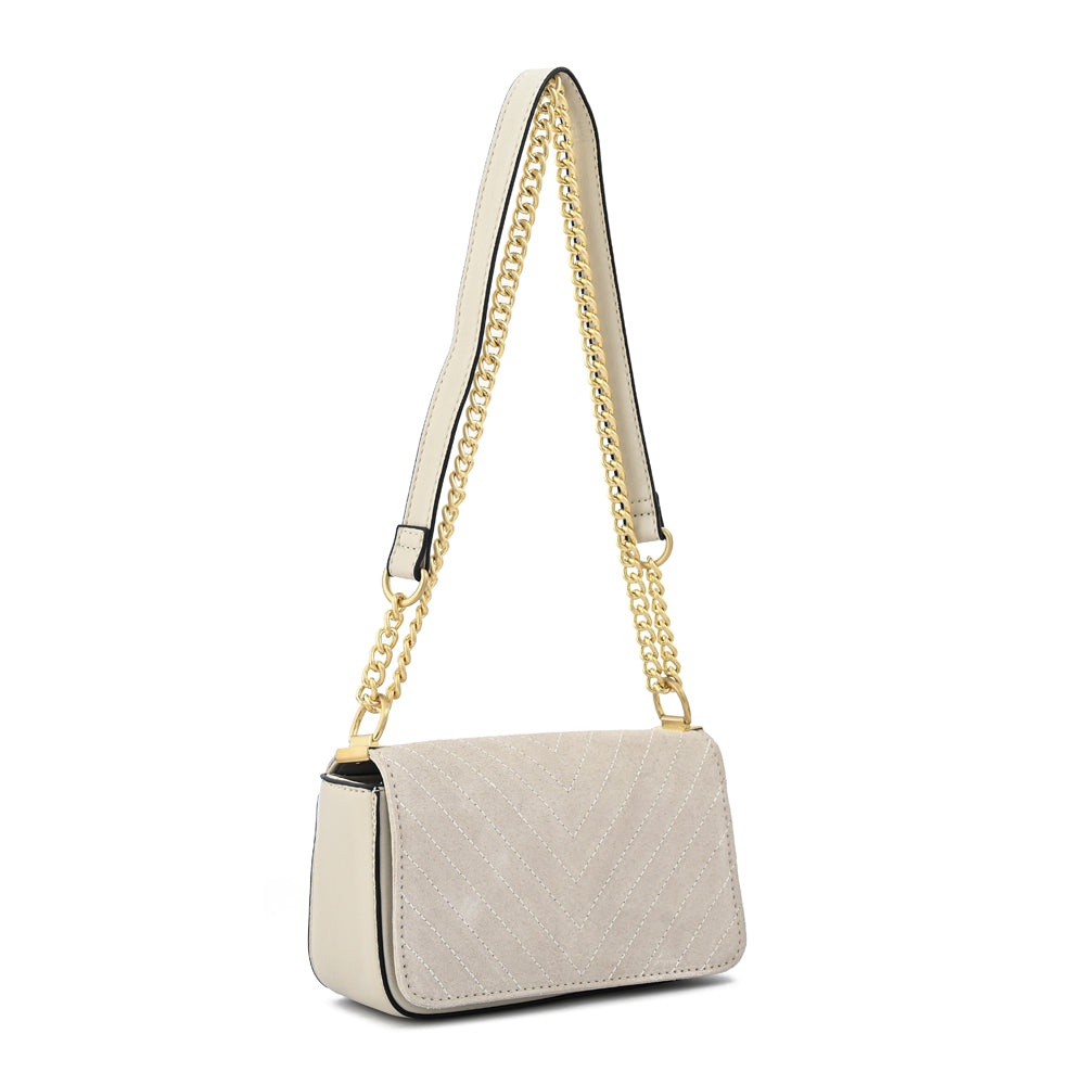 Cartera bandolera con tapa molly pequeña blanco crudo