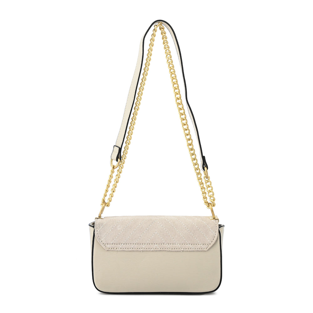 Cartera bandolera con tapa molly pequeña blanco crudo