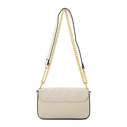 Cartera bandolera con tapa pequeña molly blanco crudo