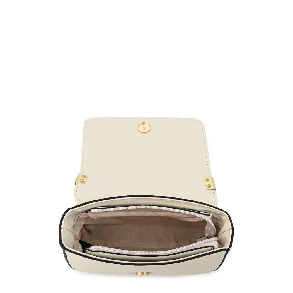 Cartera bandolera con tapa molly pequeña blanco crudo