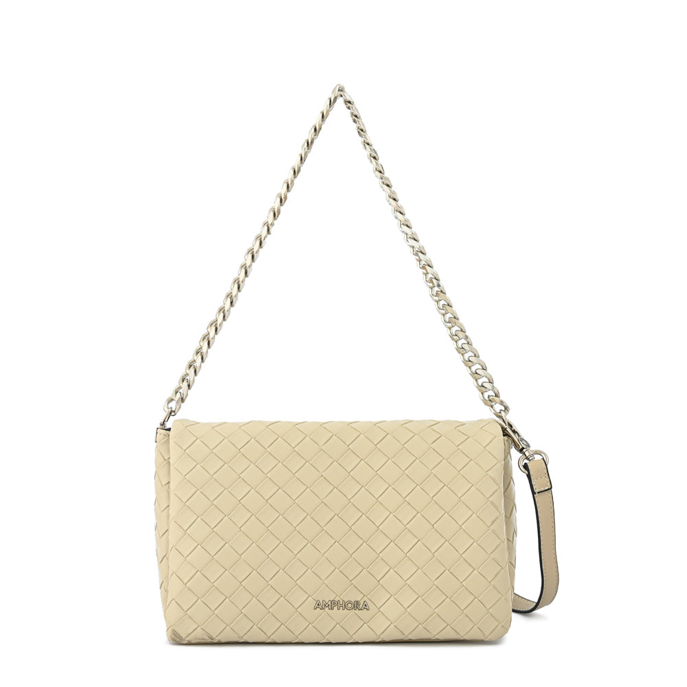 Cartera bandolera con tapa bercy mediana beige
