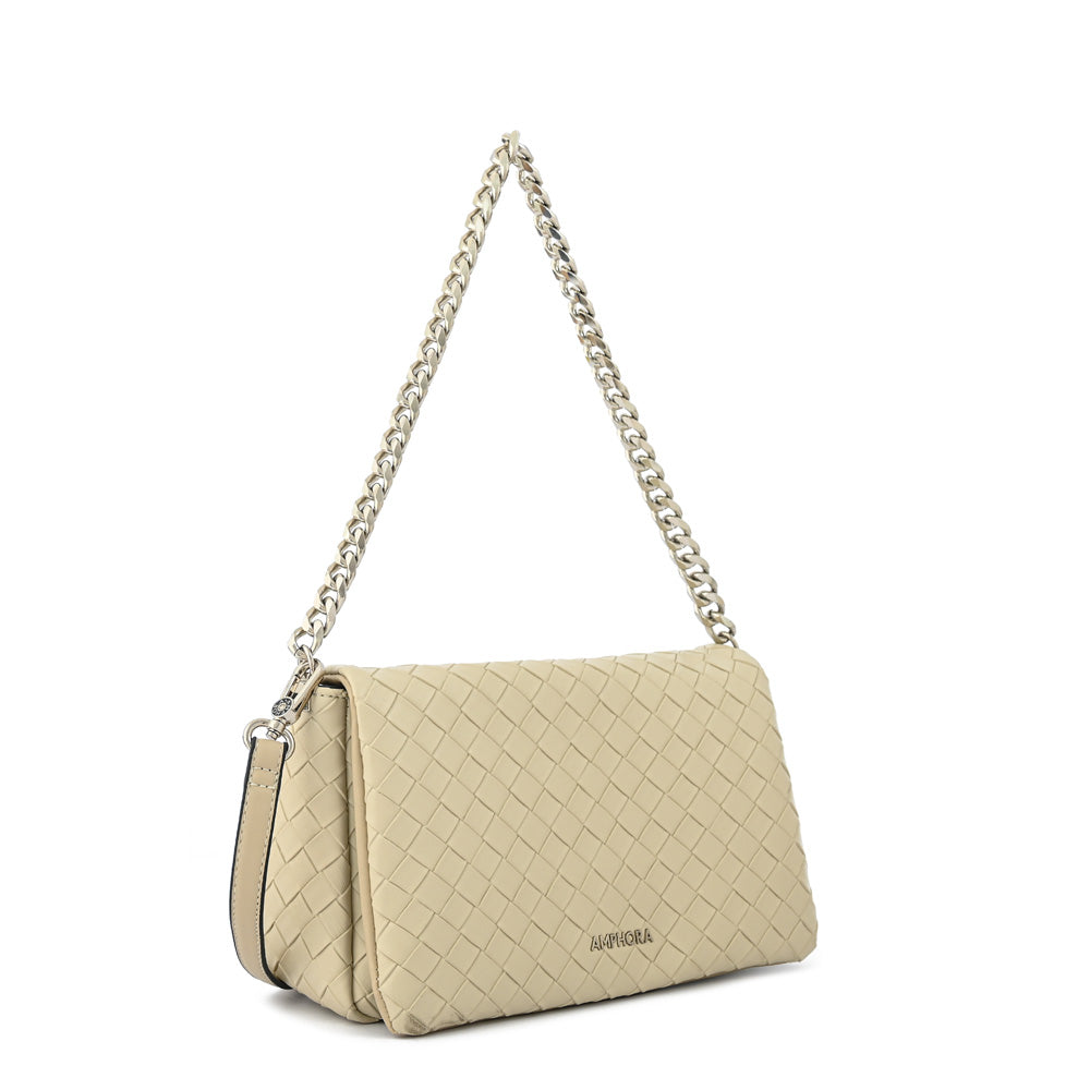 Cartera bandolera con tapa bercy mediana beige