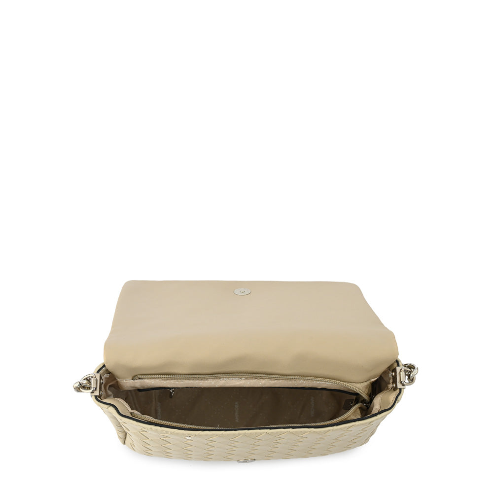 Cartera bandolera con tapa bercy mediana beige