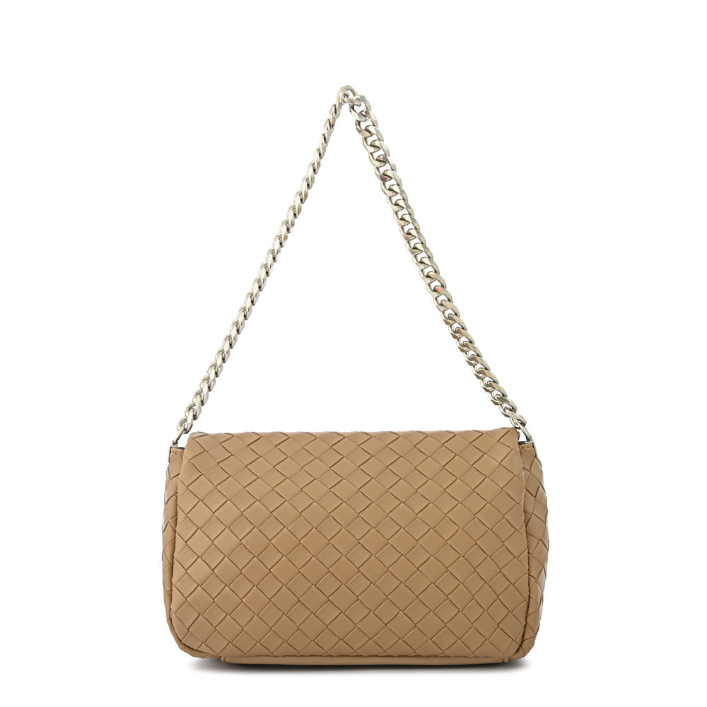 Cartera bandolera con tapa bercy mediana beige oscuro