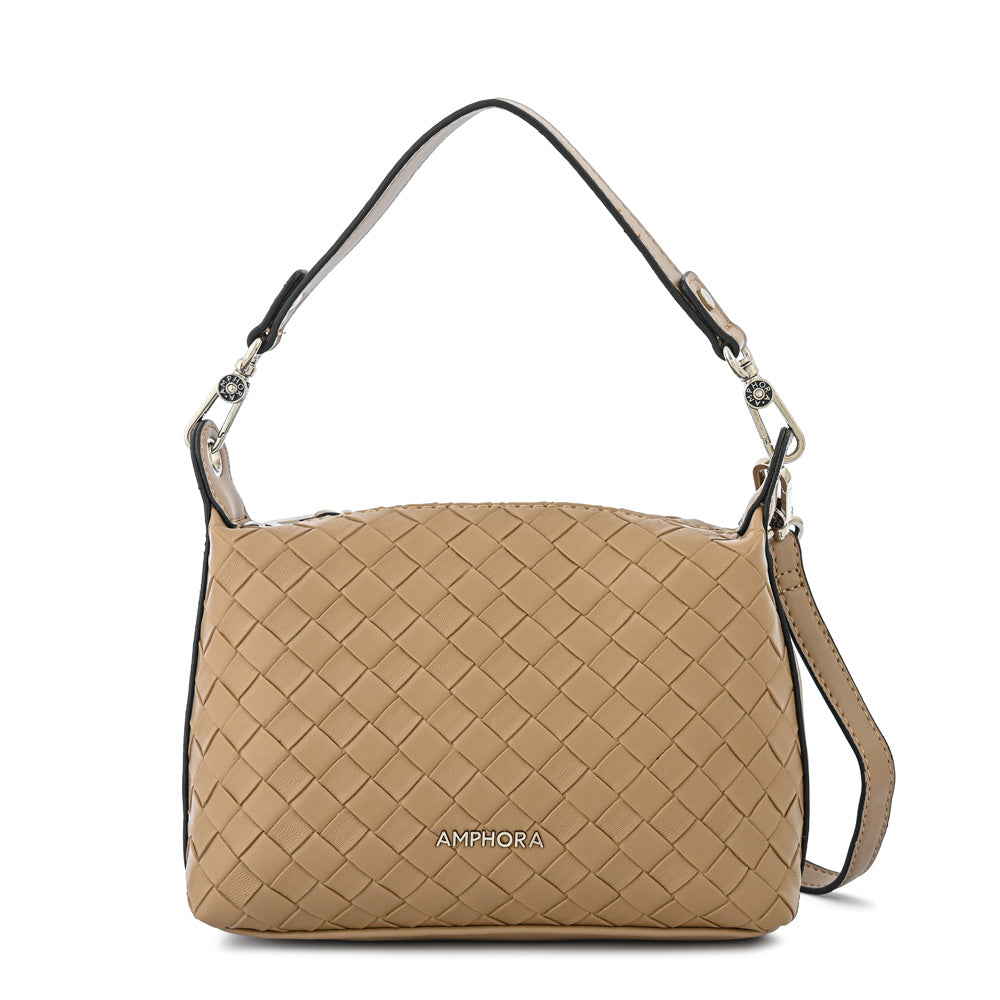 Cartera corte oval pequeña bercy beige oscuro