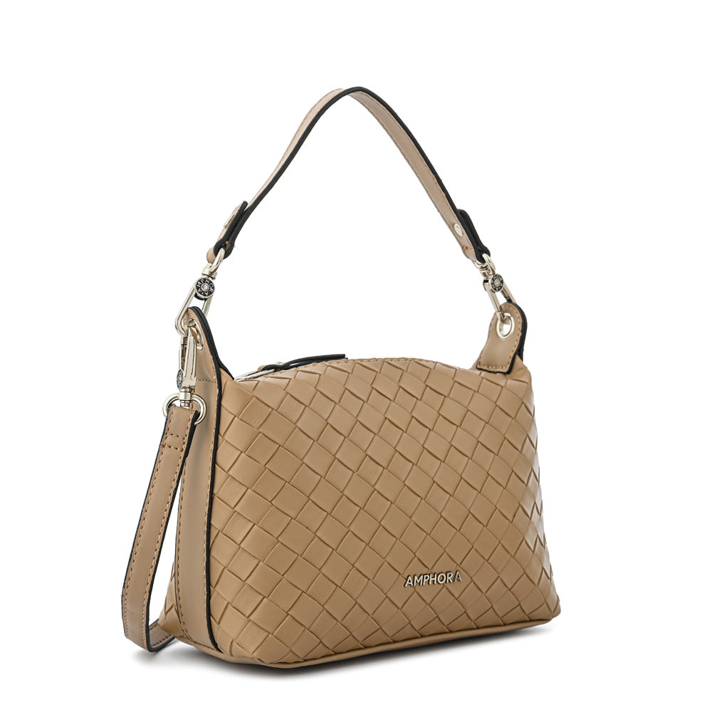 Cartera corte oval pequeña bercy beige oscuro