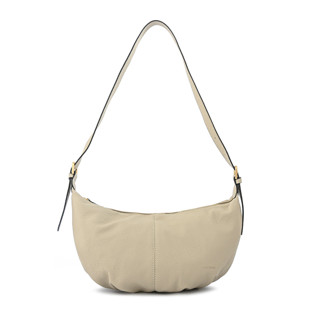 Cartera corte oval mediana blanche beige