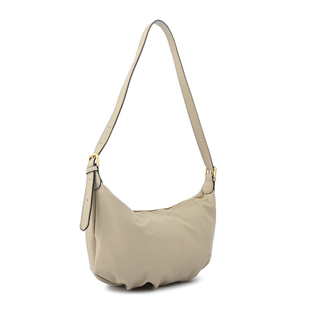 Cartera corte oval mediana blanche beige