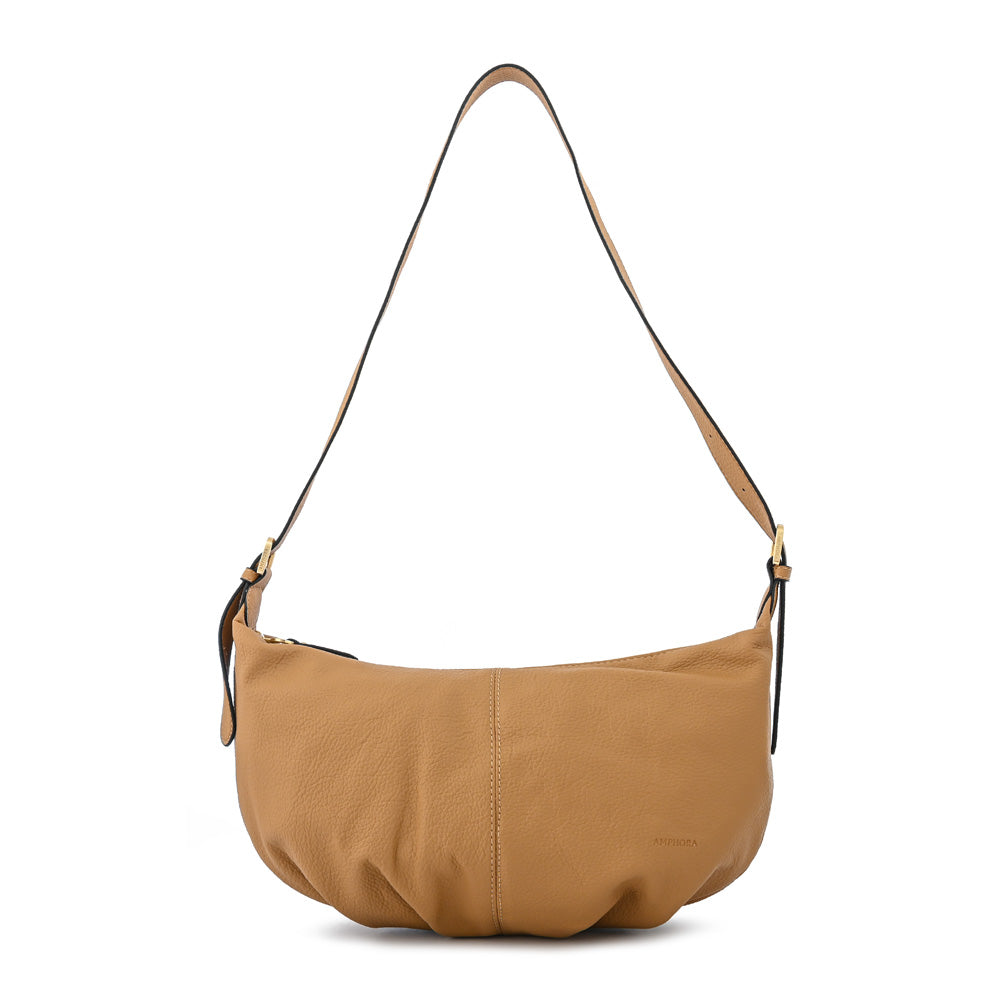 Cartera corte oval blanche mediana camel