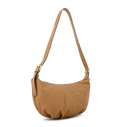 Cartera corte oval mediana blanche camel