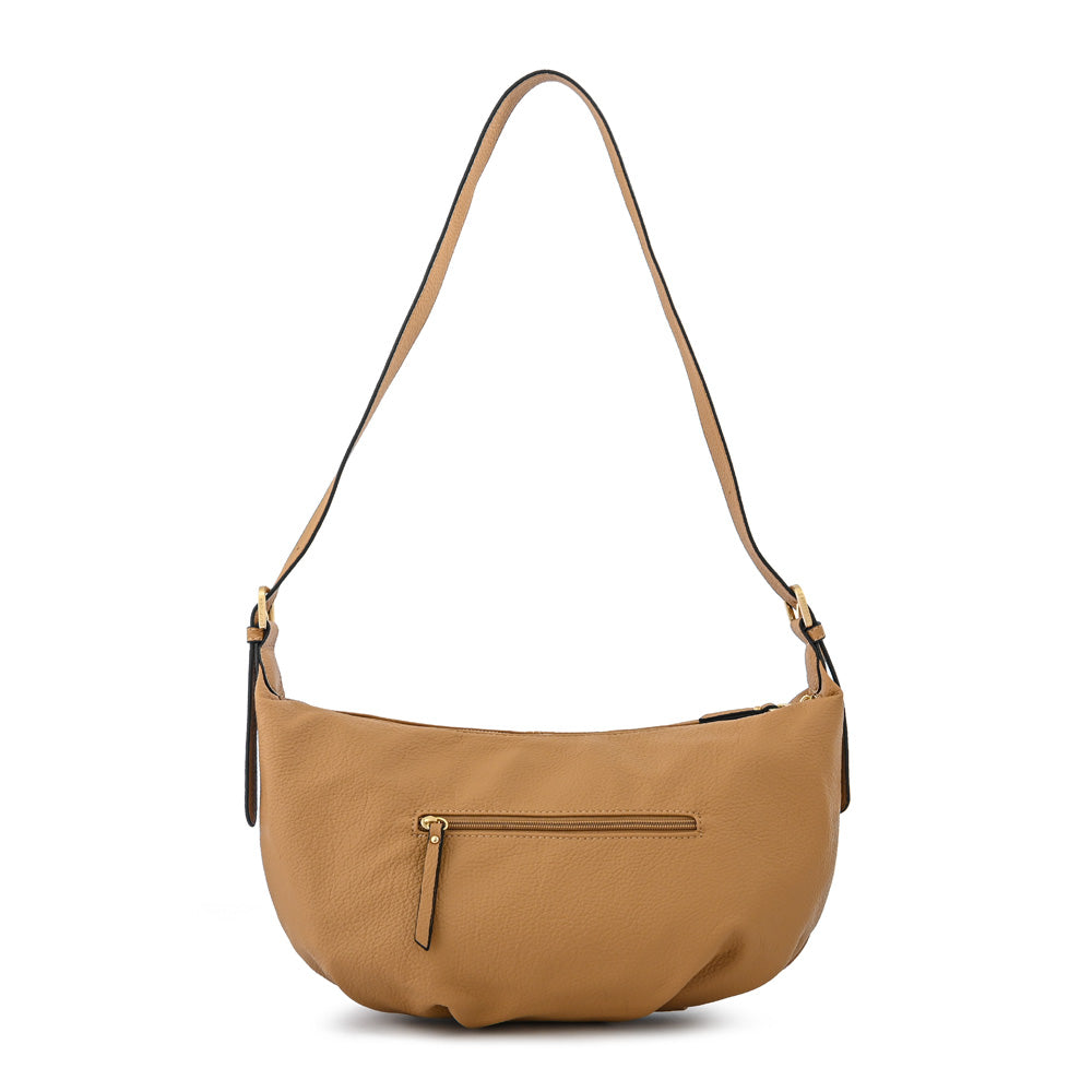 Cartera corte oval blanche mediana camel