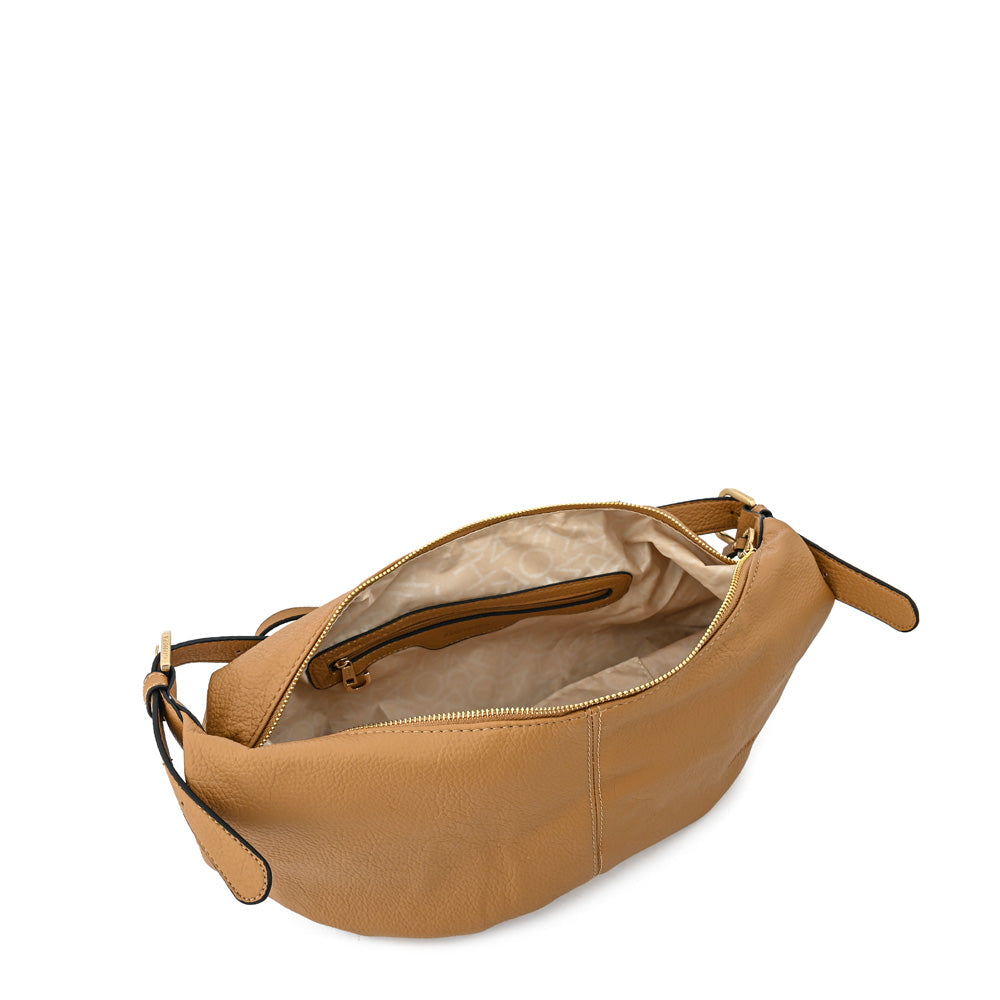 Cartera corte oval blanche mediana camel