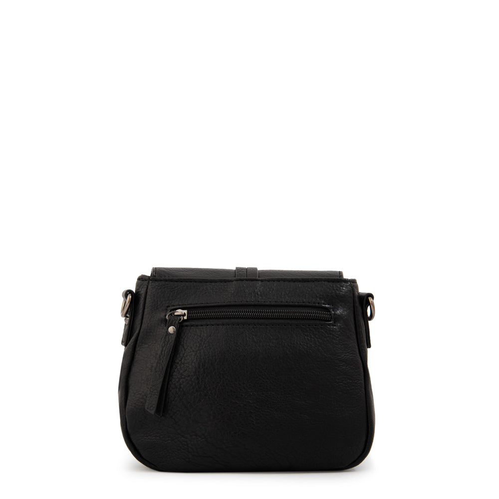 Cartera bandolera con tapa indonesia pequeña negro