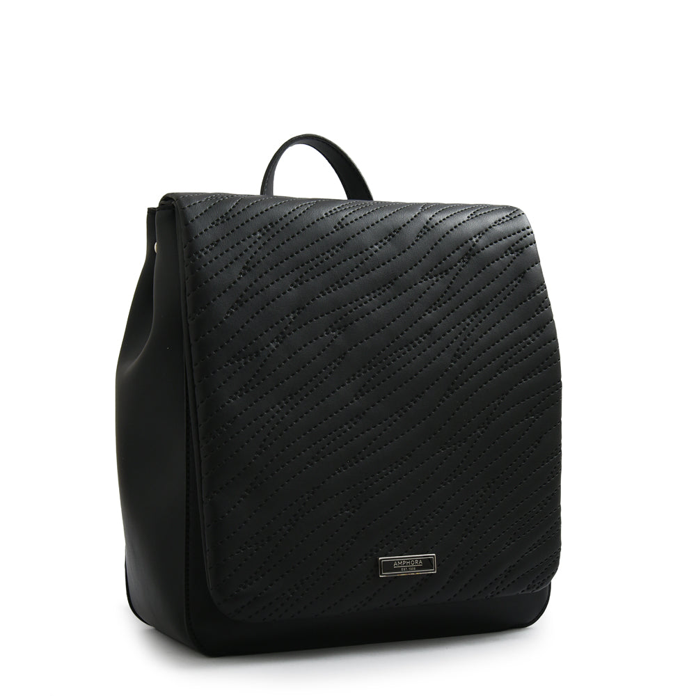 Mochila con tapa guinea mediana negro