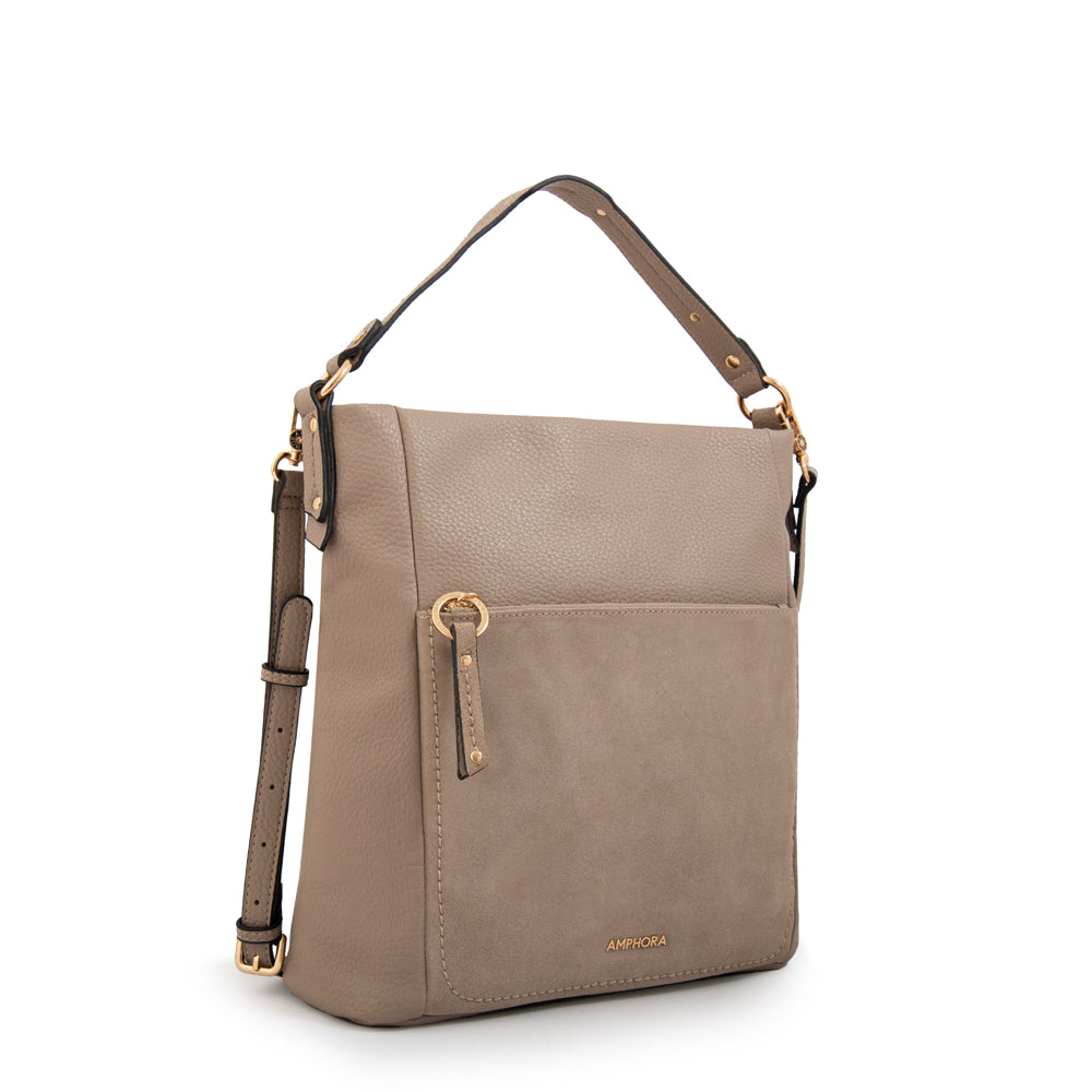 Cartera tote corte recto asmara mediana taupe