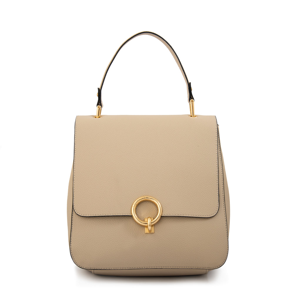 Mochila con tapa libia mediana beige