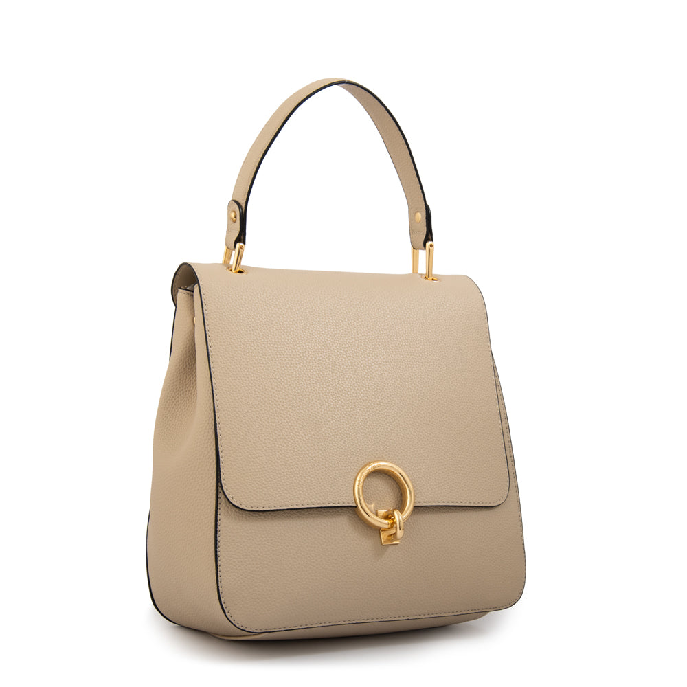 Mochila con tapa libia mediana beige