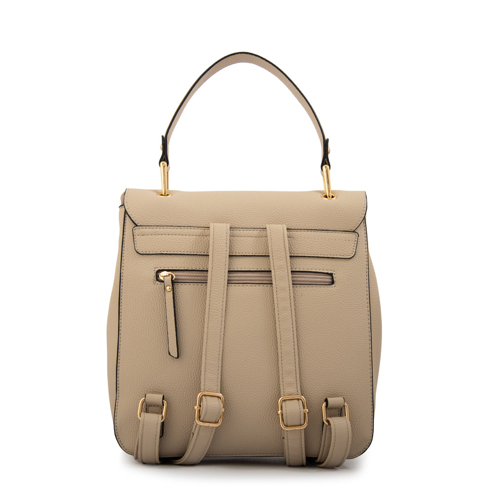 Mochila con tapa libia mediana beige