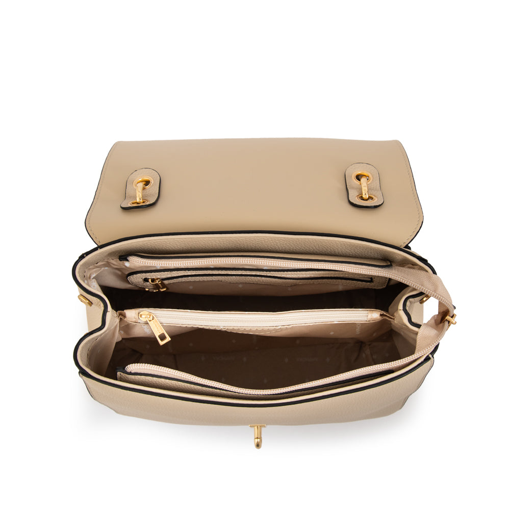 Mochila con tapa libia mediana beige