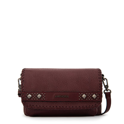 Cartera Bandolera con tapa mediana bissau burdeo