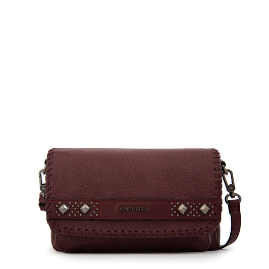 Cartera Bandolera con tapa mediana bissau burdeo