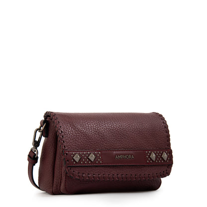 Cartera Bandolera con tapa mediana bissau burdeo