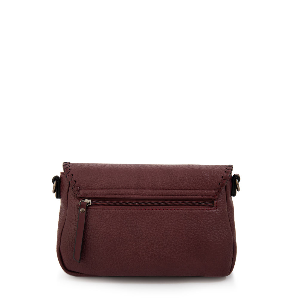 Cartera Bandolera con tapa mediana bissau burdeo