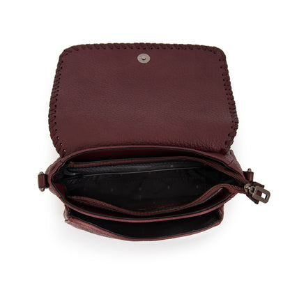 Cartera Bandolera con tapa mediana bissau burdeo