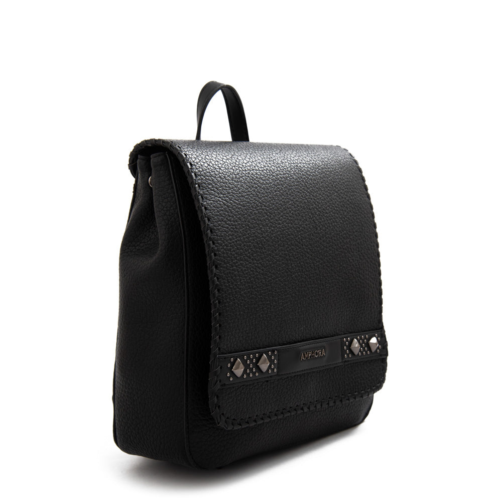 Mochila con tapa bissau mediana negro