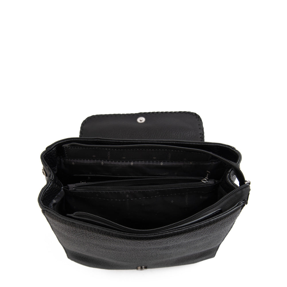Mochila con tapa bissau mediana negro