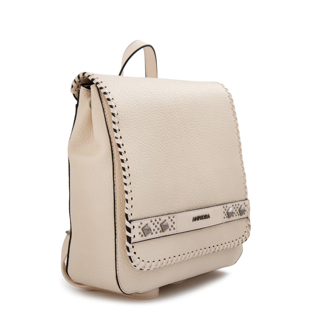 Mochila con tapa bissau mediana blanco crudo