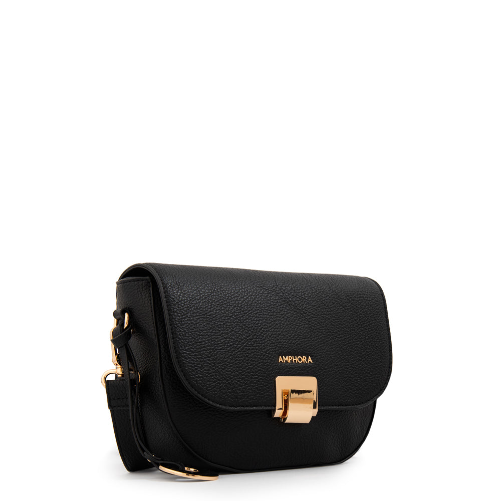 Cartera bandolera con tapa mediana elois negro